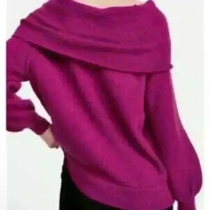 Free People Echo Beach‎ Fuchsia Wool Blend Cowl Neck Sweater Size Small